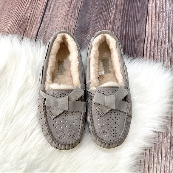 UGG Shoes - UGG | Gray Suede Bow Cut Out Moccasins